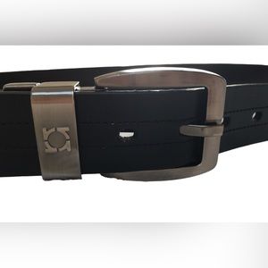 Kenneth Cole, Genuine Leather Belt, Black with Silver Hardware, Size 32